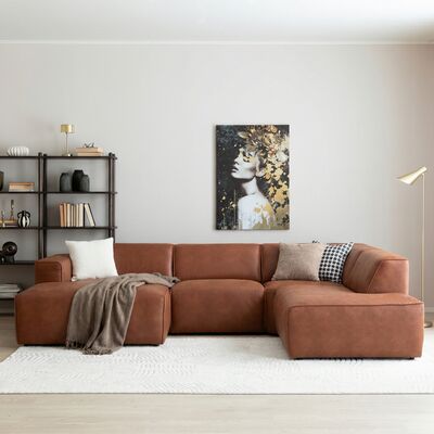 Hali U-kulmasohva vasen nahkaverhoiltu  konjakinruskea Kentucky 9